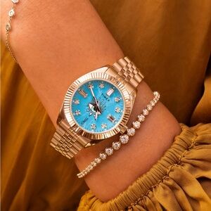 NIB Jacquie Aiche Gold Watch with Turquoise Dial